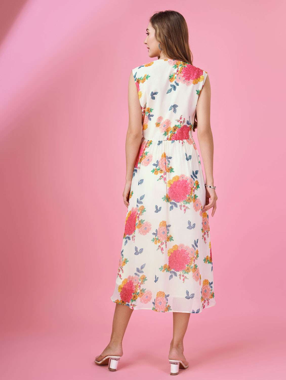 white floral printed wrap dress - 20864360 - Standard Image - 3