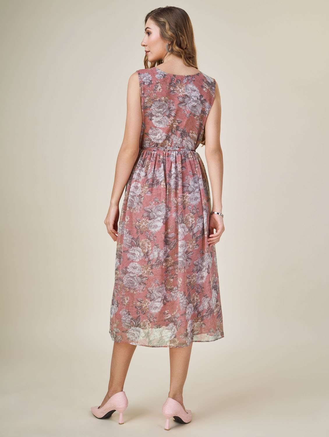 round neck floral printed fit & flare dress - 20864363 - Standard Image - 3