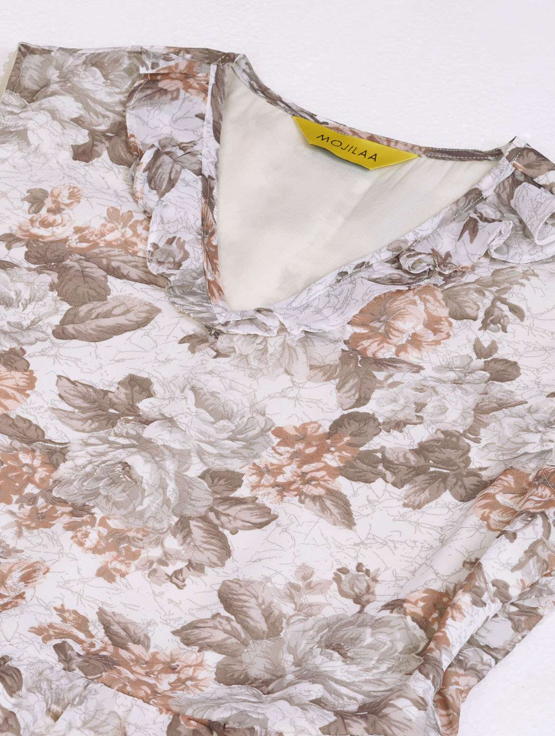 cream floral printed tiered dress dress - 20864377 - Standard Image - 5
