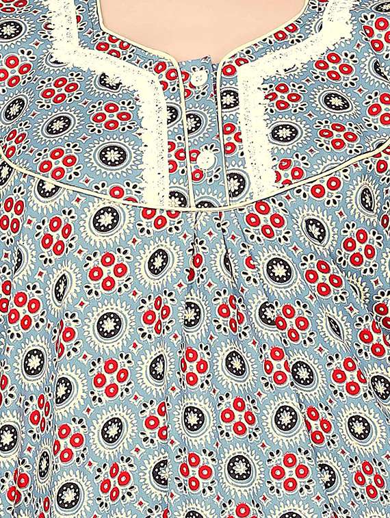 light blue printed detailed maxi nightdress - 20864394 - Standard Image - 3