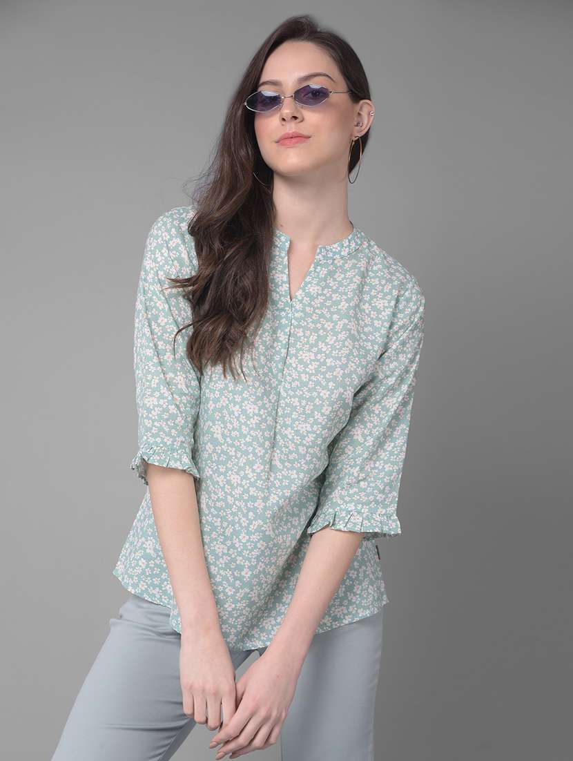 women mandarin neck floral printed regular top - 20864523 - Zoom Image - 0