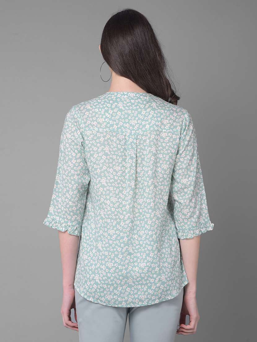 women mandarin neck floral printed regular top - 20864523 - Standard Image - 3