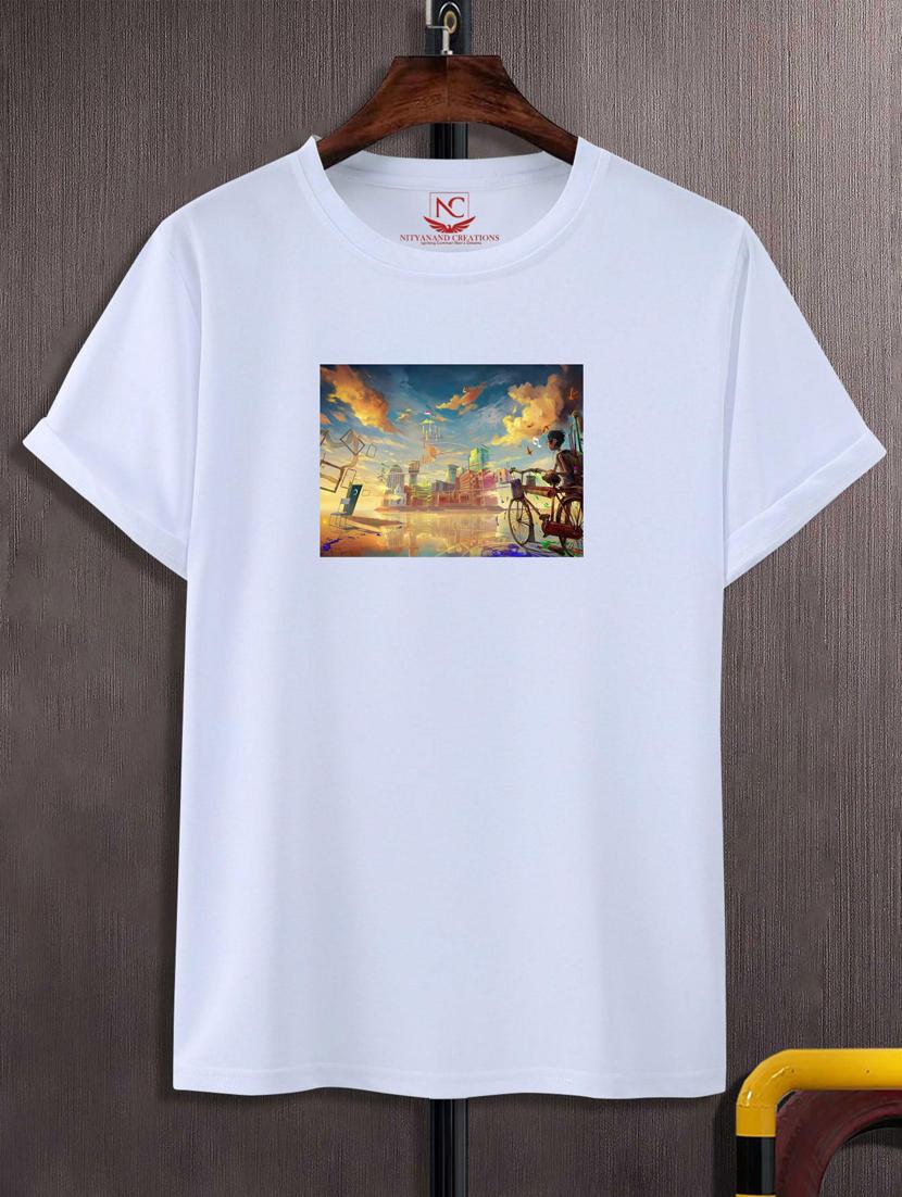 unisex white graphic printed t-shirt - 20866216 -  Zoom Image - 0