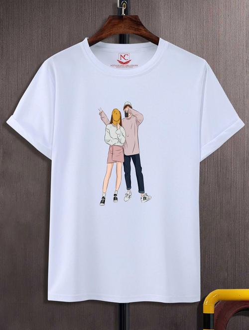 unisex white graphic printed t-shirt - 20866734 - Standard Image - 0