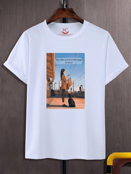 unisex white graphic printed t-shirt - 20866806 - Standard Image - 0