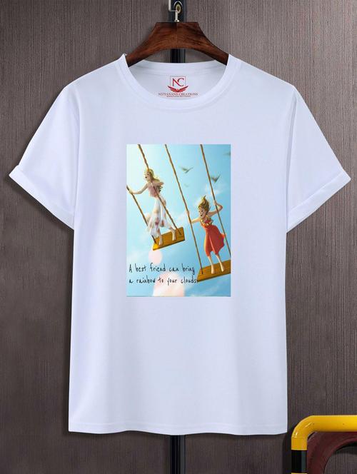 unisex white graphic printed t-shirt - 20866828 - Standard Image - 0