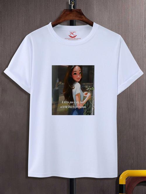 unisex white graphic printed t-shirt - 20866850 - Standard Image - 0