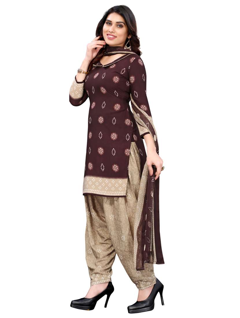 bandhani print unstitched suit set