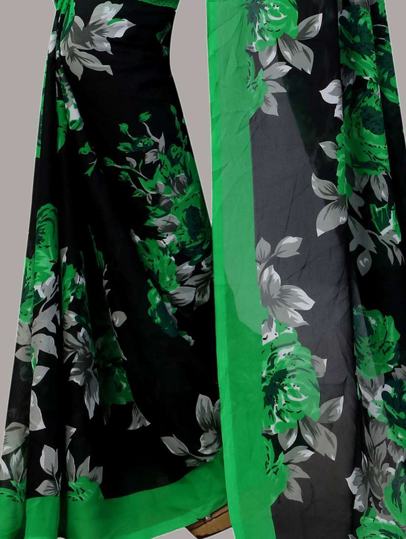 black floral printed georgette saree - 20872879 -  Standard Image - 3
