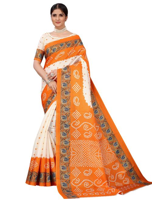women cream printed bordered saree - 20873485 - Standard Image - 0