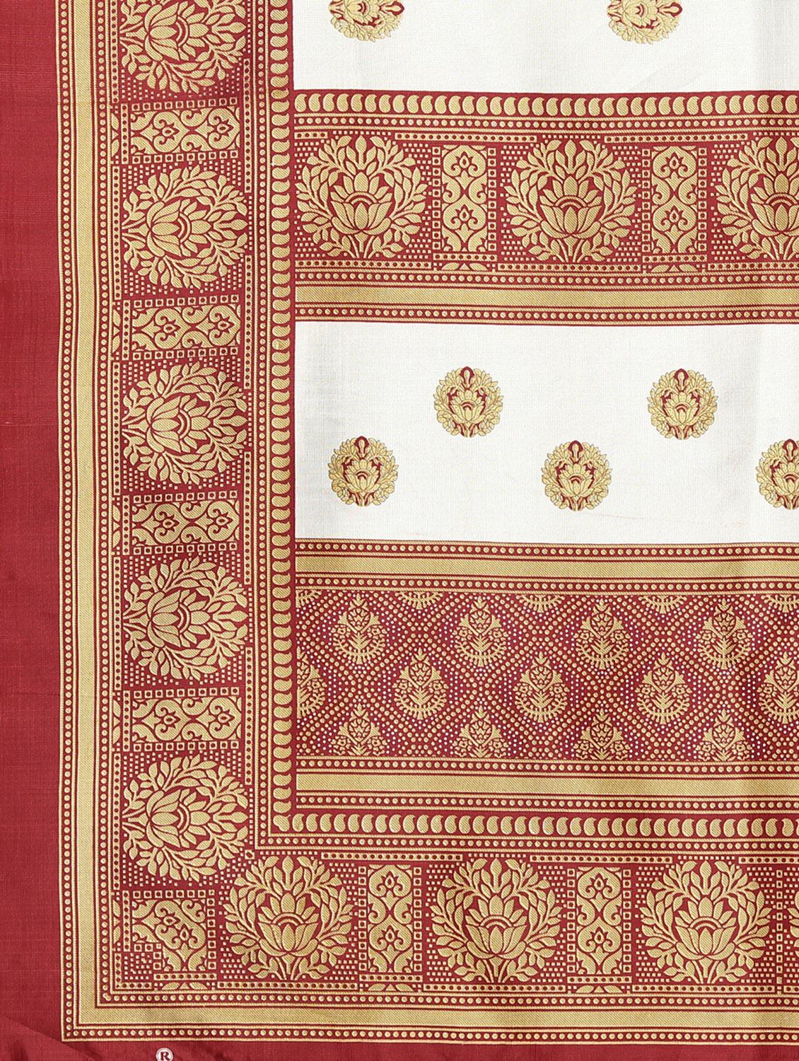 women white printed bordered saree with blouse - 20873544 - Standard Image - 3