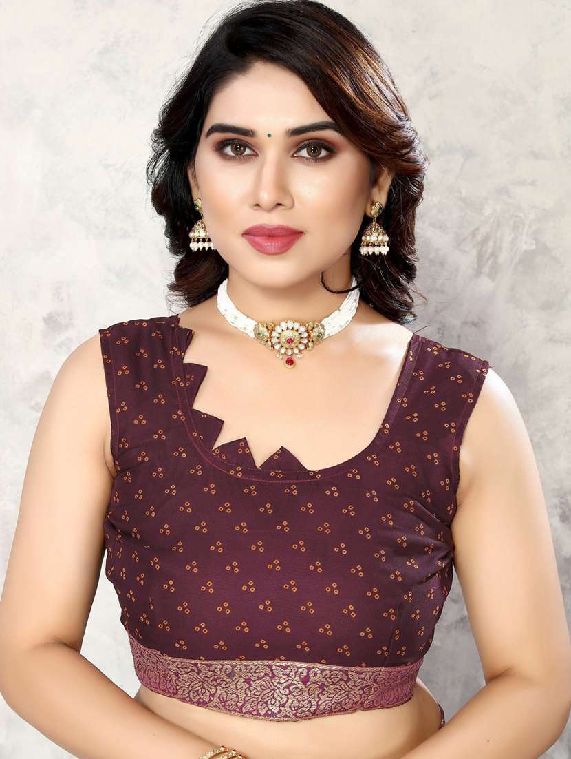 purple bandhani print georgette saree with blouse - 20873740 -  Standard Image - 3