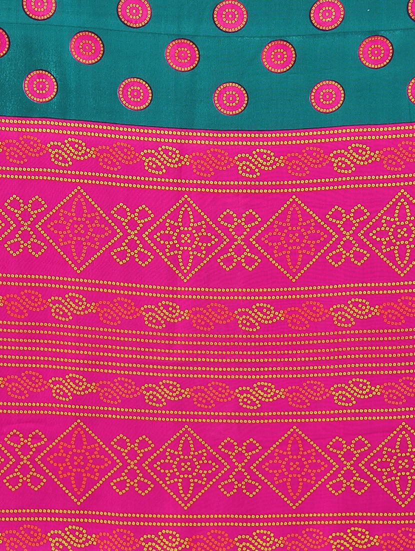 women teal bandhani printed saree with blouse - 20873831 - Standard Image - 3