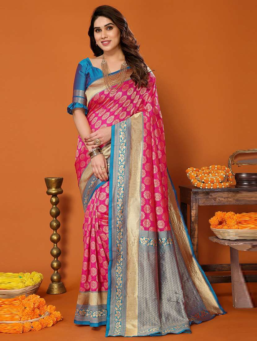 women zari work kanjivaram saree with blouse