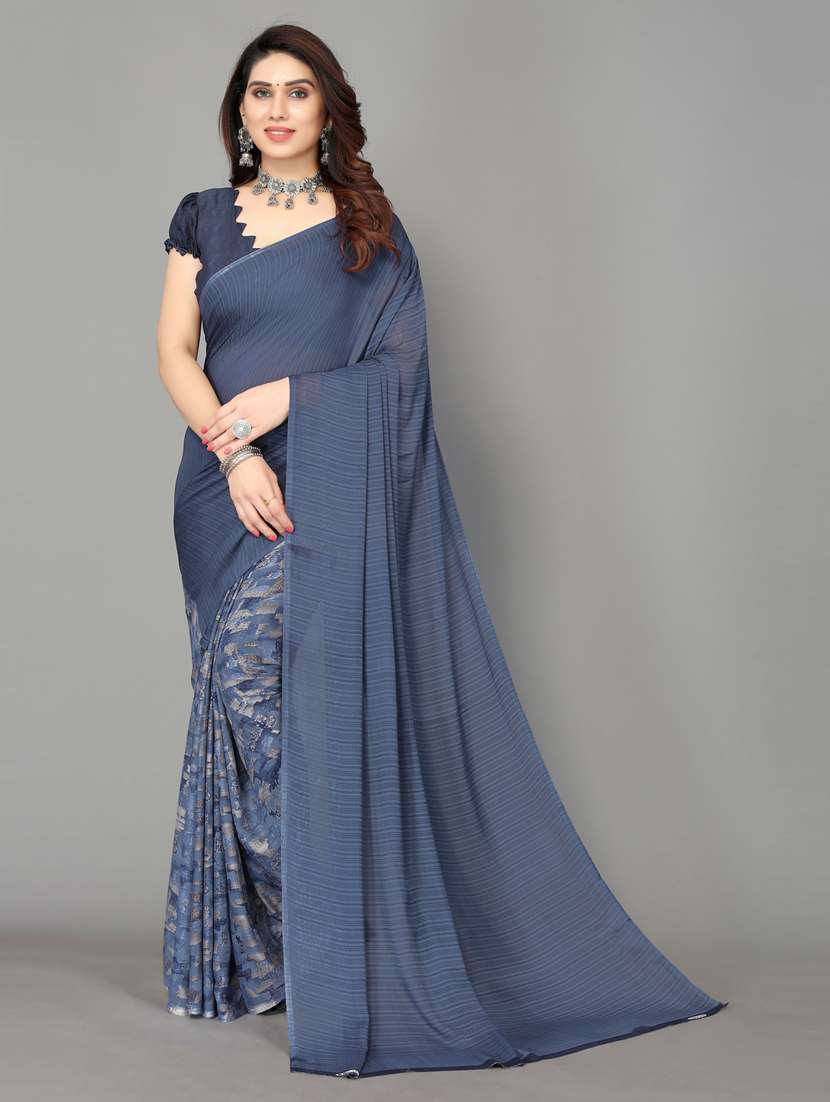 women printed georgette saree with blouse