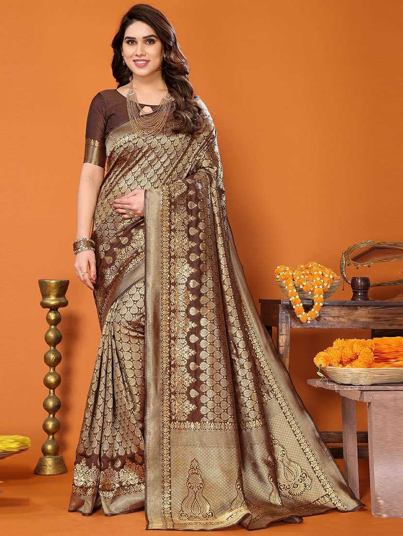 women zari work kanjivaram saree with blouse