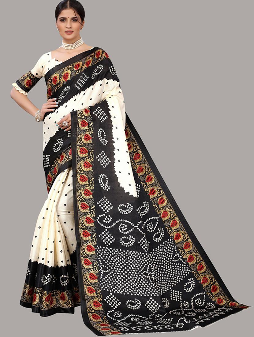 women polka printed saree with blouse - 20874115 -  Zoom Image - 0