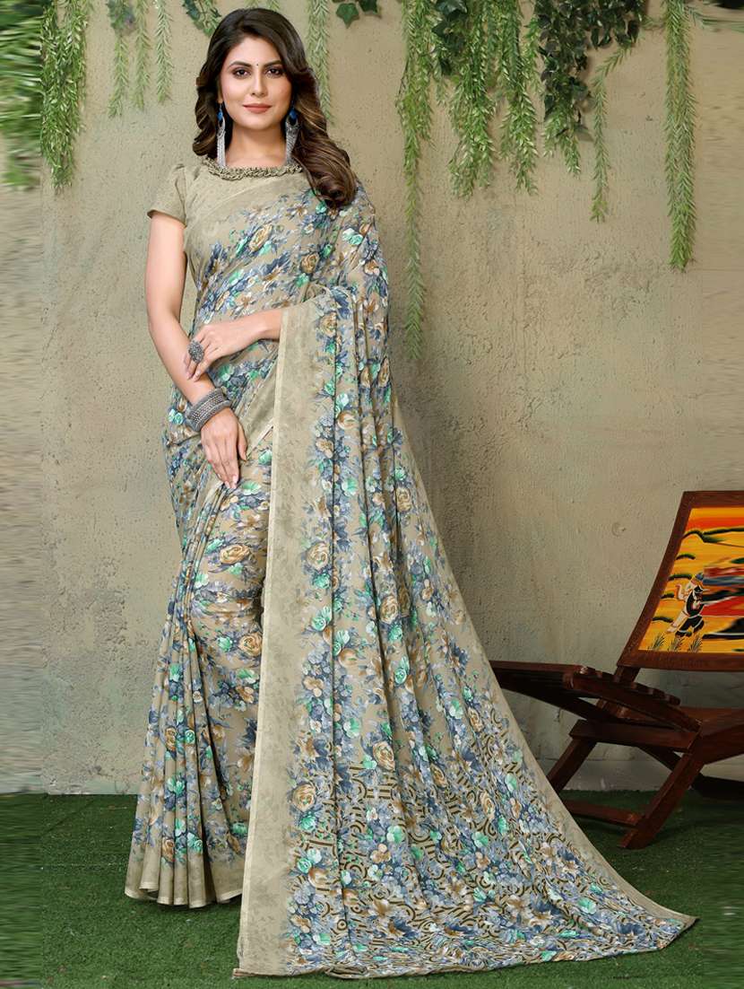 women floral printed saree with blouse