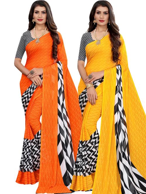 pack of 2 multi colored printed saree - 20874759 - Standard Image - 0