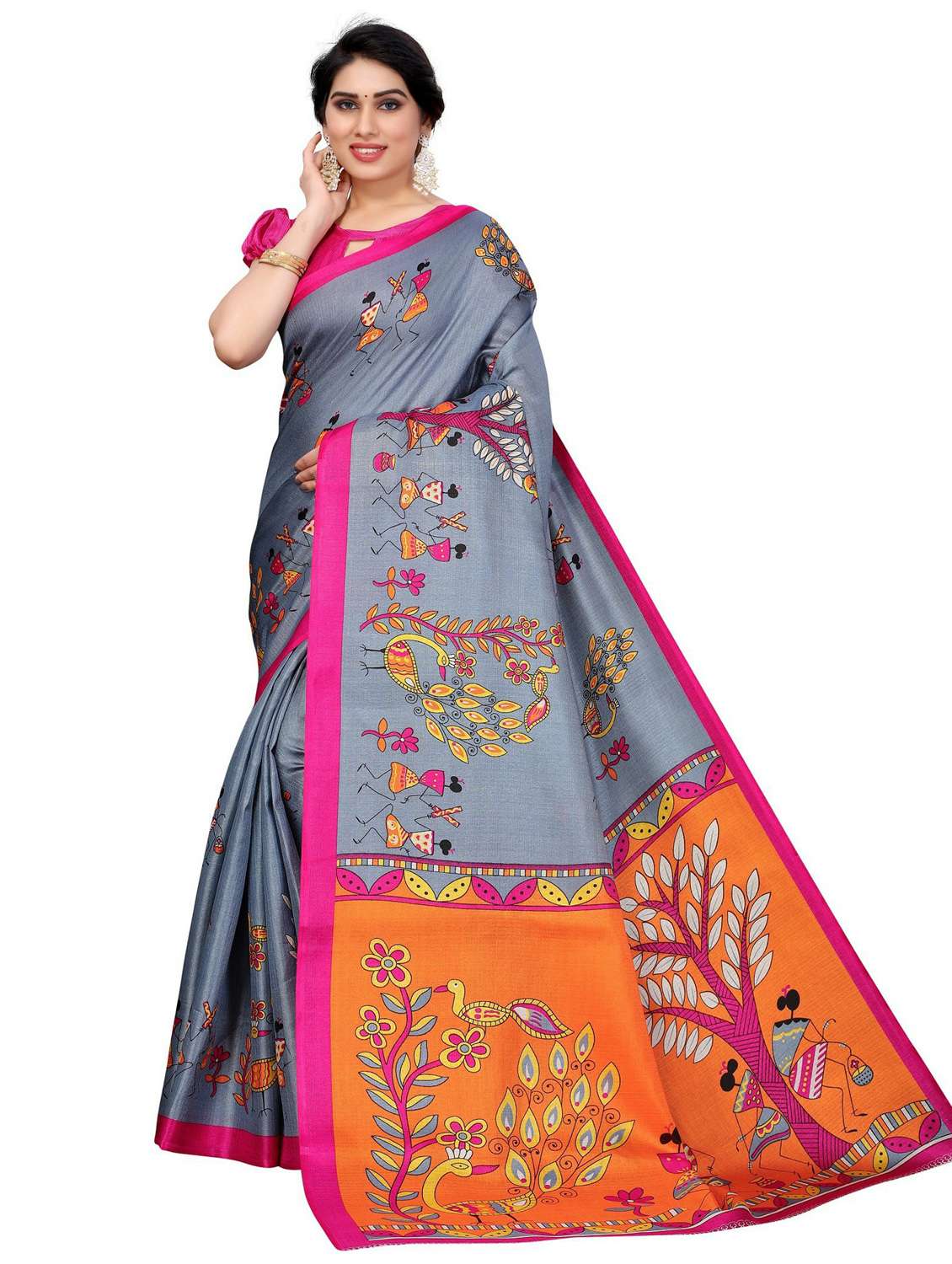 pack of 3 multi colored combo saree with blouse - 20875703 -  Standard Image - 3