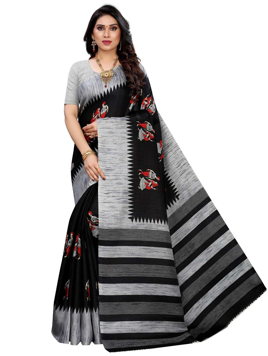 pack of 3 multi colored combo saree with blouse - 20875703 -  Standard Image - 5