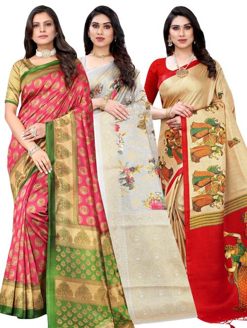 pack of 3 multi colored combo saree - 20875851 - Standard Image - 0