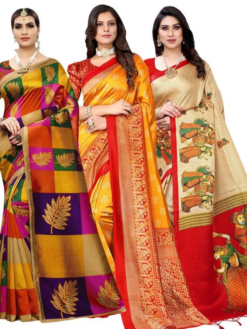 pack of 3 combo saree with blouse - 20875872 - Standard Image - 0