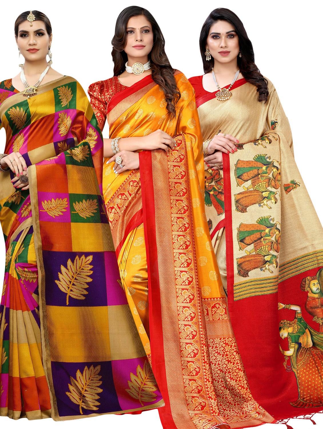 pack of 3 combo saree with blouse - 20875872 - Zoom Image - 0