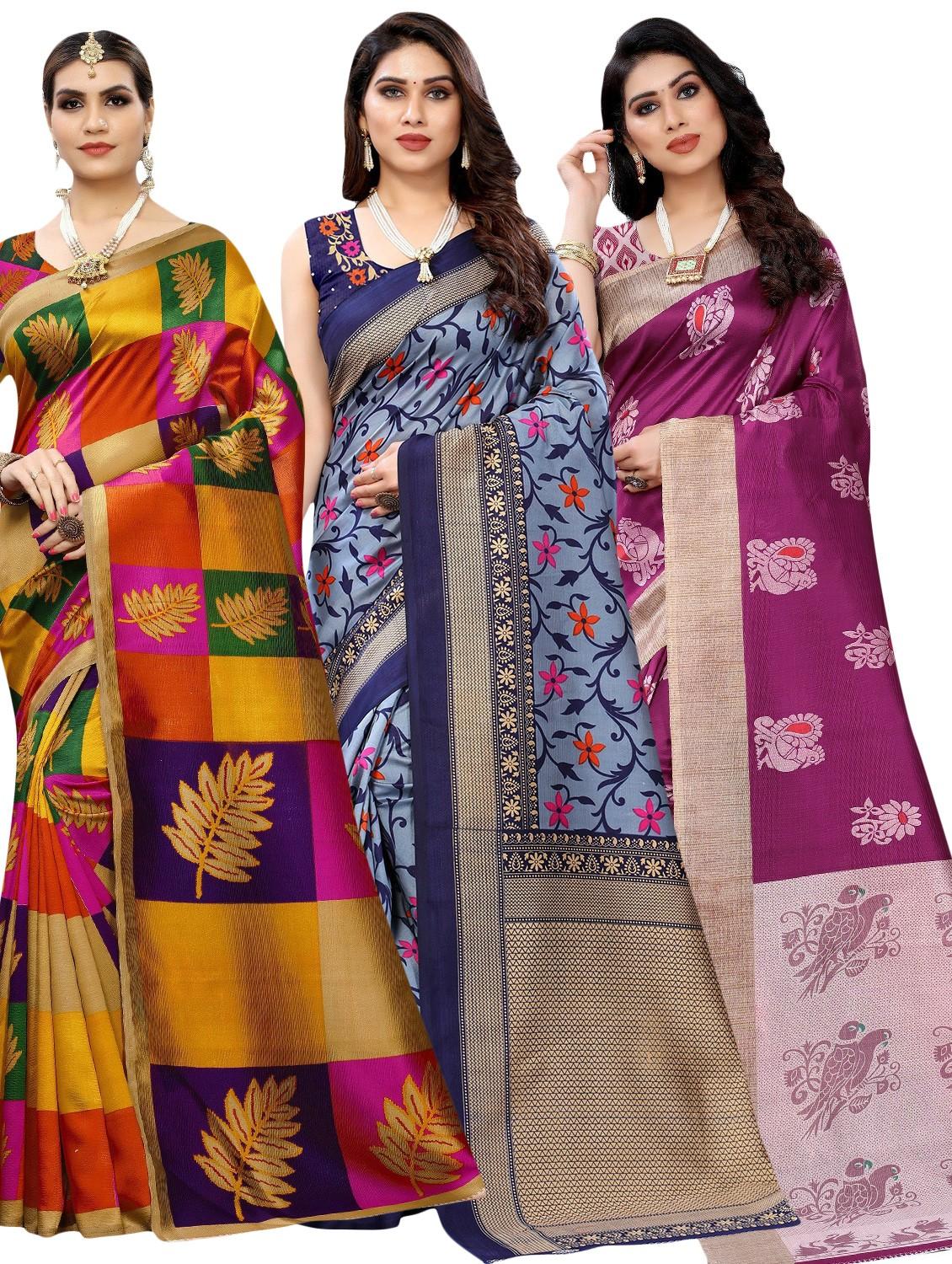 pack of 3 combo saree with blouse - 20875877 - Zoom Image - 0