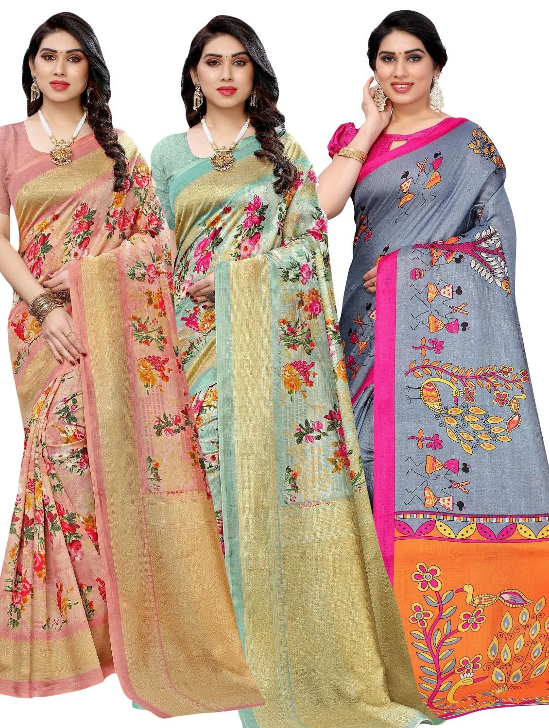 pack of 3 combo saree with blouse - 20875909 - Zoom Image - 0