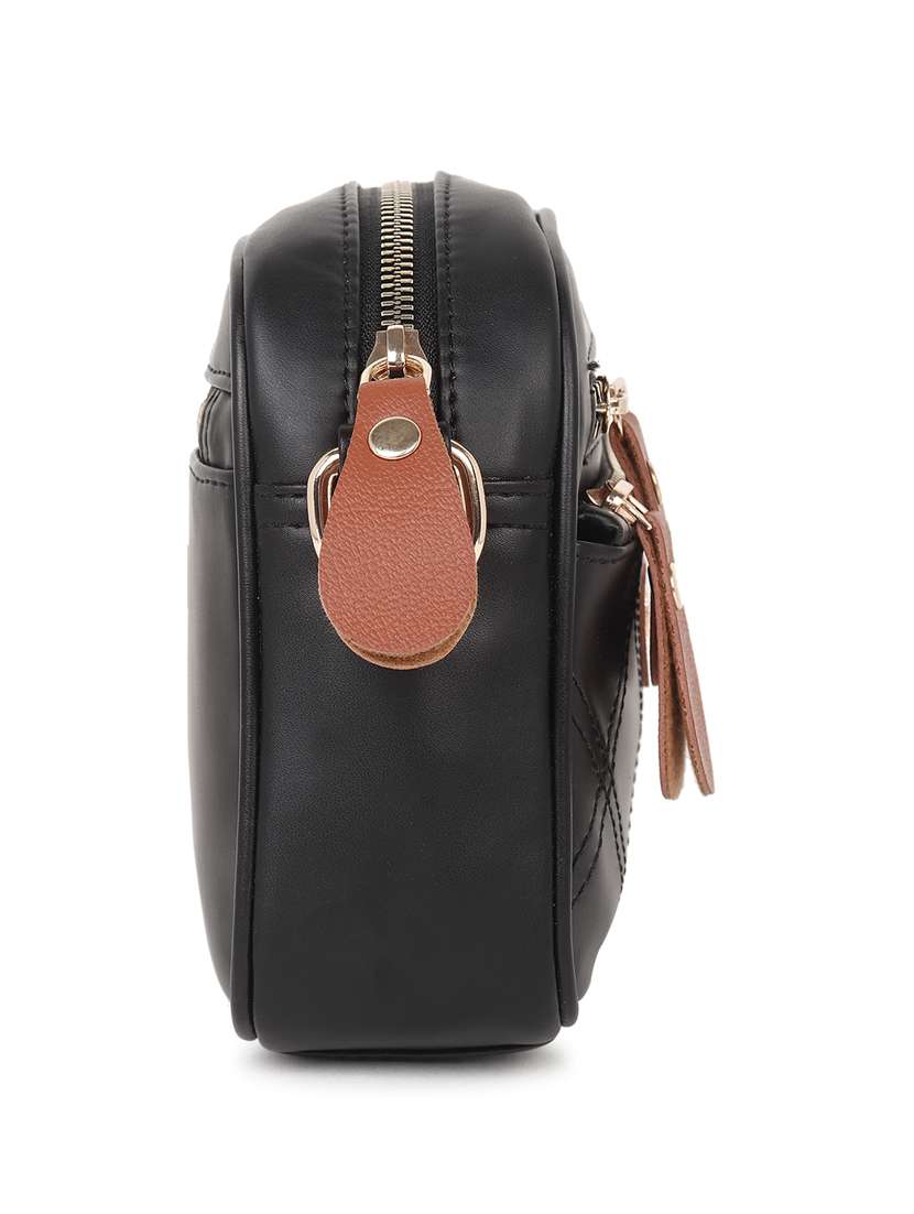 black solid sling bag - 20876379 - Standard Image - 3