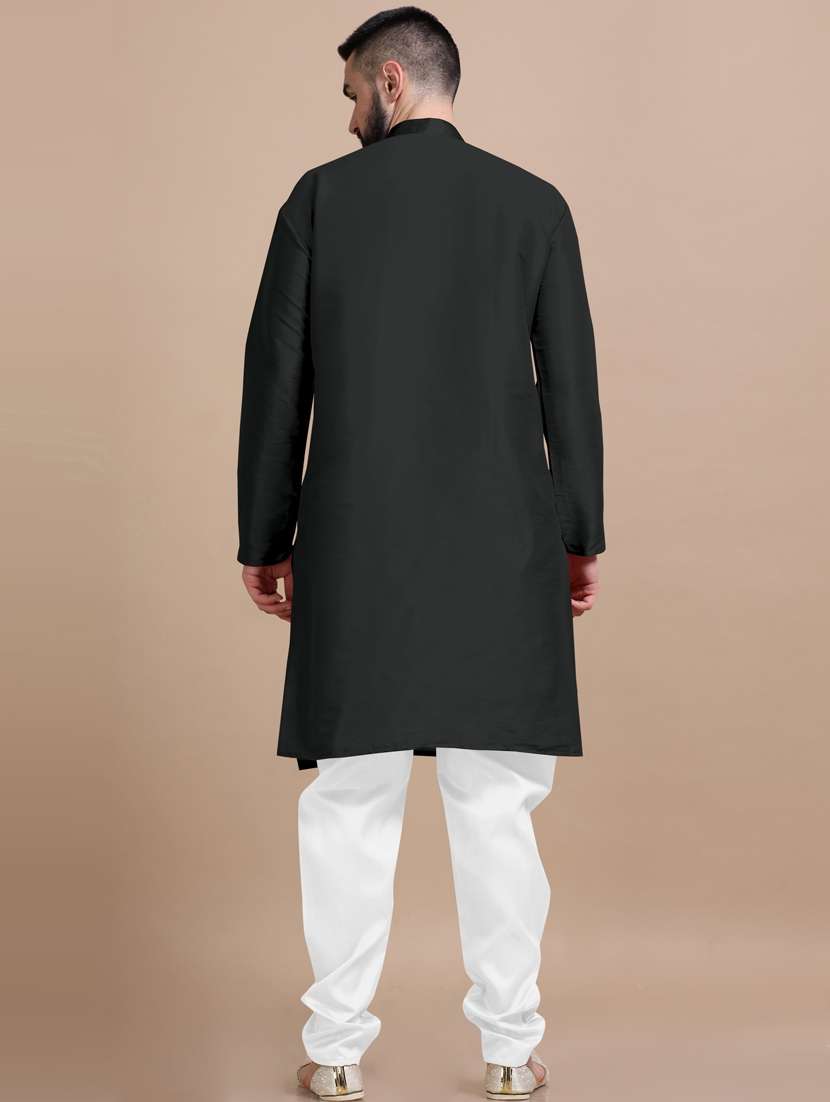 men solid mandarin neck long kurta - 20876525 -  Standard Image - 3