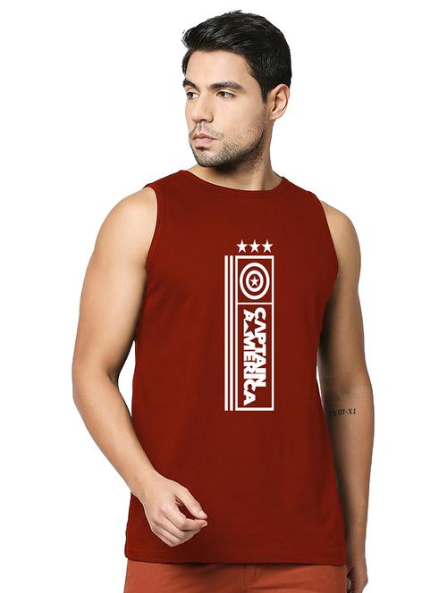men front print cotton vest - 20876800 - Standard Image - 0