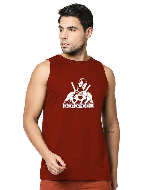men front print cotton vest - 20876862 - Standard Image - 0