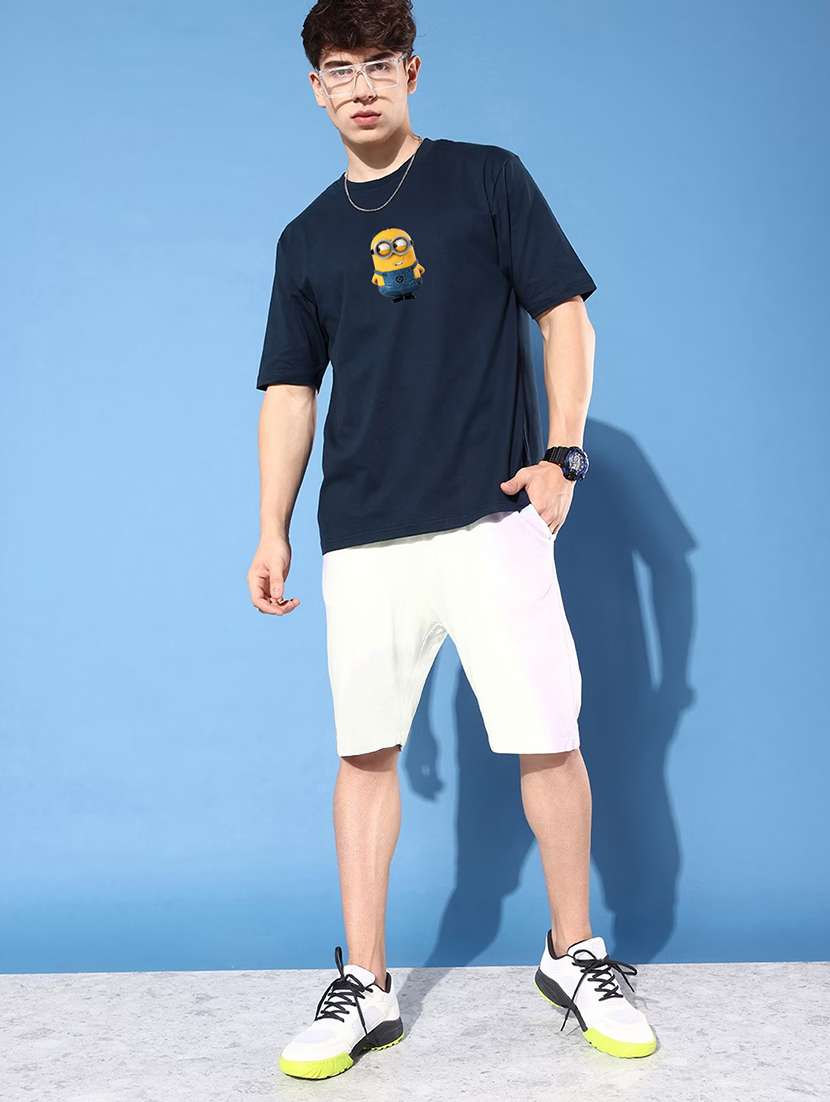 navy blue cotton blend graphic print t-shirt - 20877037 -  Standard Image - 3