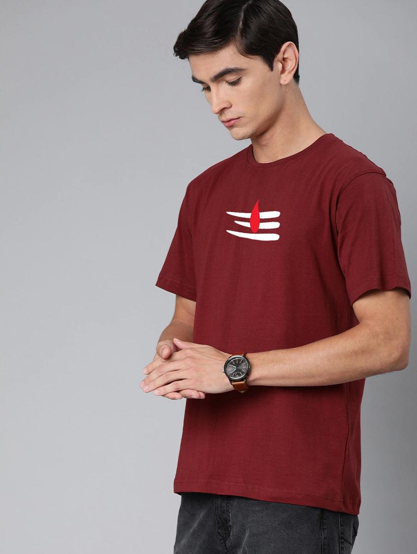 maroon cotton front print tshirt - 20877146 -  Zoom Image - 0