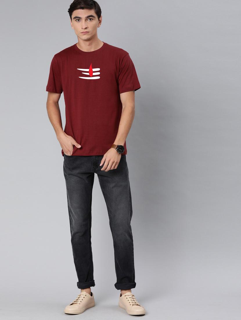 maroon cotton front print tshirt - 20877146 - Standard Image - 3
