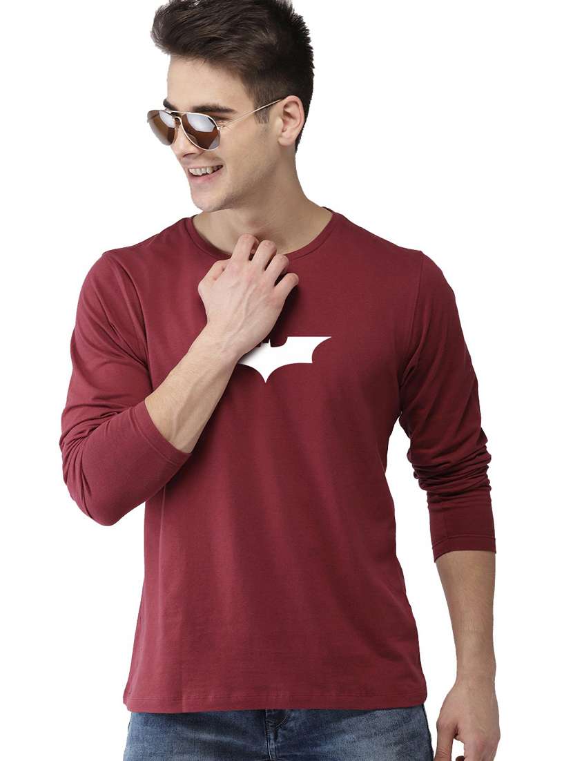 maroon cotton chest print t-shirt - 20877680 -  Zoom Image - 0