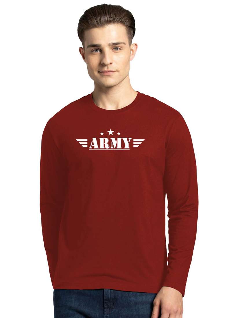 maroon cotton front print tshirt - 20877918 - Zoom Image - 0