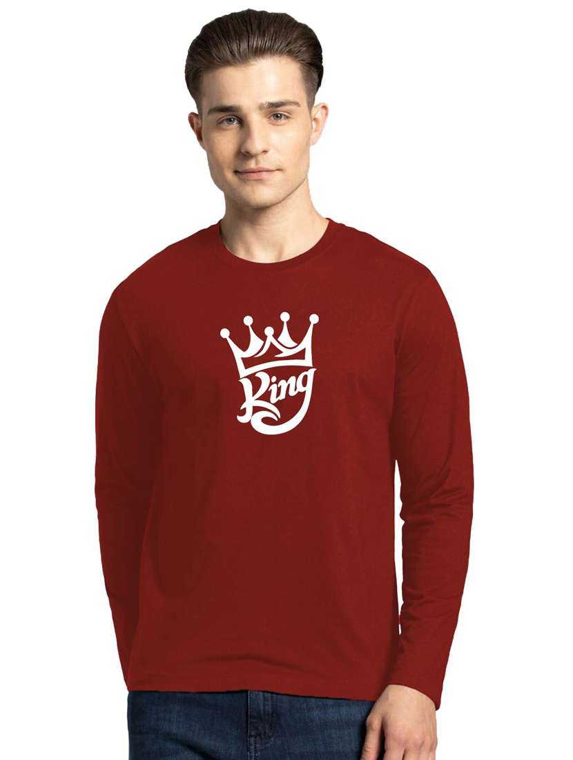 maroon cotton chest print t-shirt - 20877934 - Zoom Image - 0