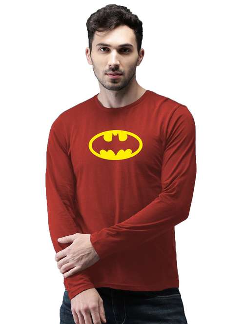 maroon cotton front print tshirt - 20877977 - Standard Image - 0