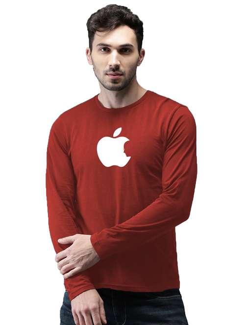 maroon cotton front print tshirt - 20877988 - Standard Image - 0
