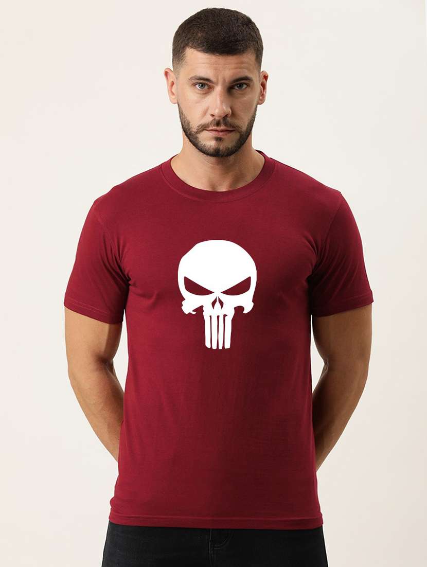 maroon cotton  t-shirt - 20878167 -  Zoom Image - 0