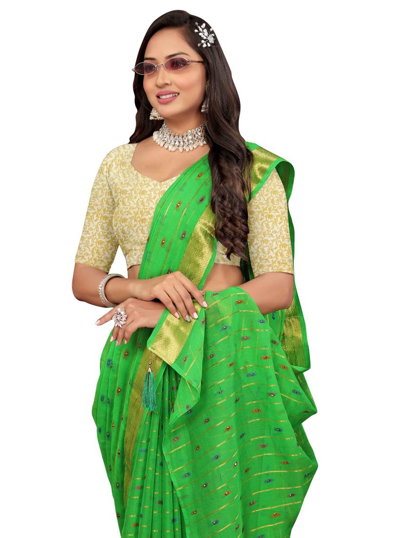 women zari bordered self design saree with blouse - 20879042 - Standard Image - 3