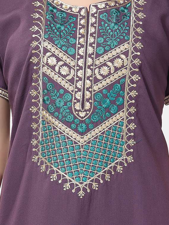 women purple round neck nighty - 20879208 -  Standard Image - 3