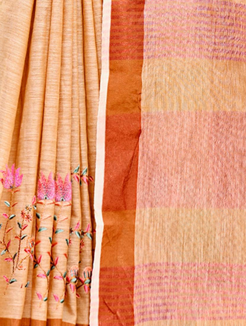 peach embroidered saree with blouse - 20881725 - Standard Image - 3