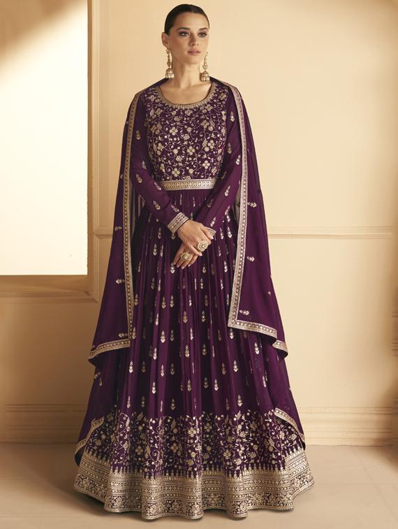 women purple semi-stitched anarkali suits - 20881799 - Zoom Image - 0