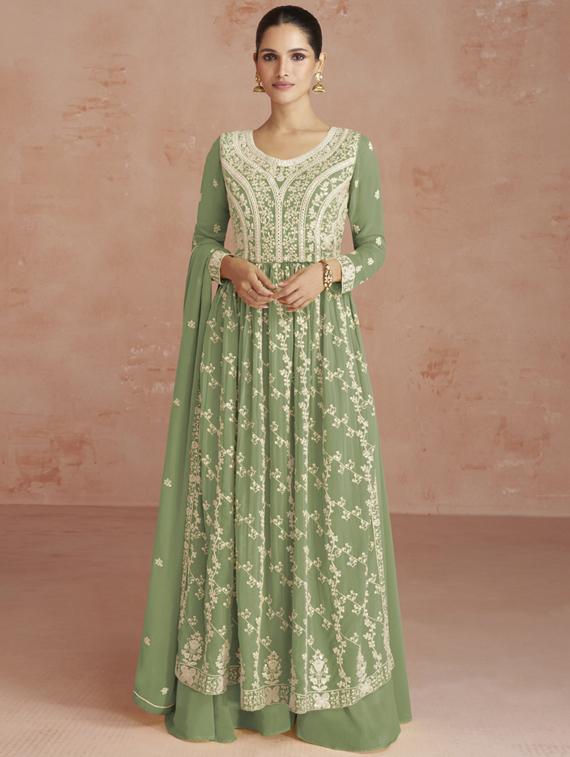 sea green georgette semistitched suit - 20882213 - Zoom Image - 0