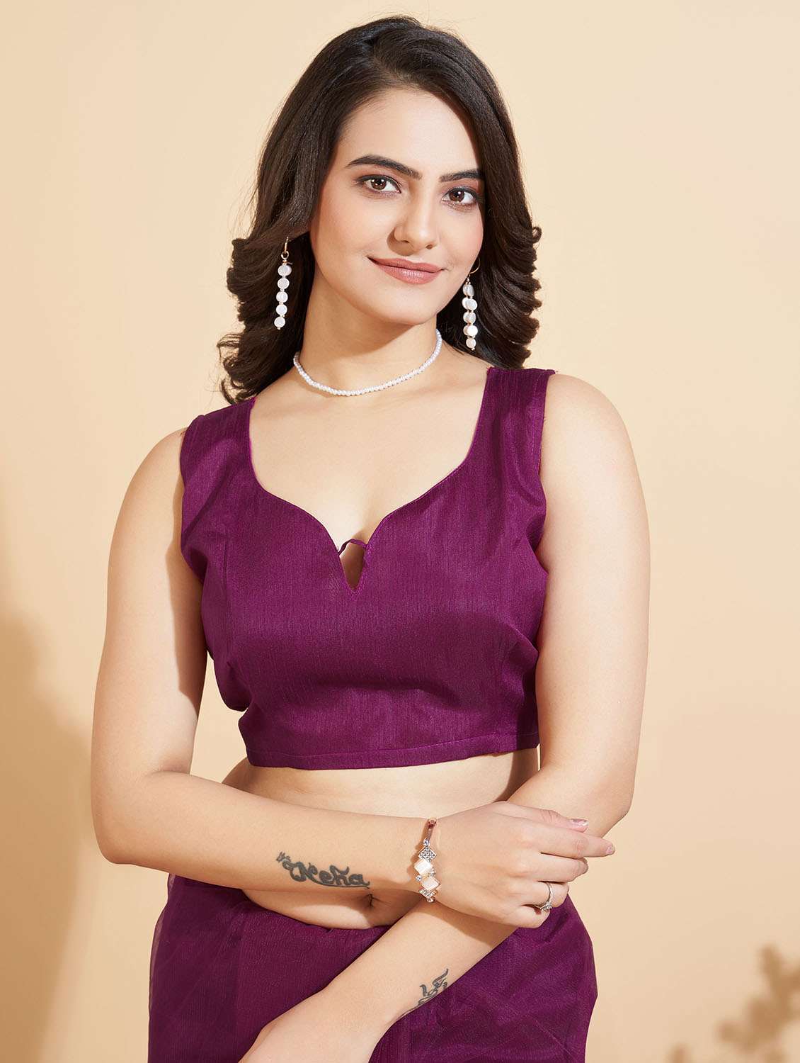 women purple embroidered saree with blouse - 20882383 -  Standard Image - 3