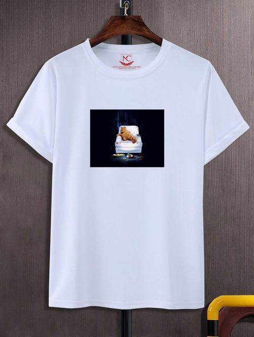 unisex white graphic printed t-shirt - 20882423 - Standard Image - 0